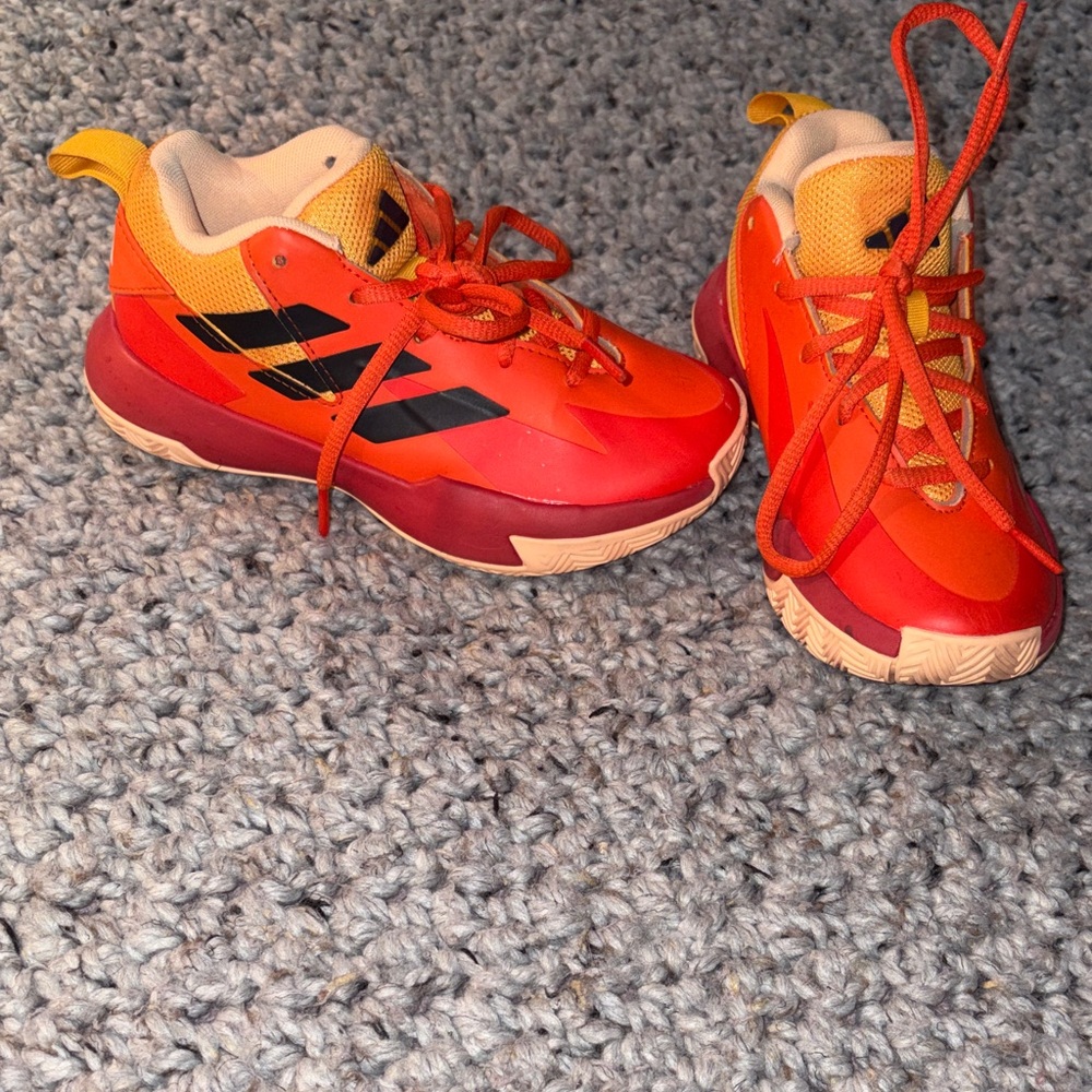 Adidas Kids' Orange and Black Sneakers 12.5 Youth